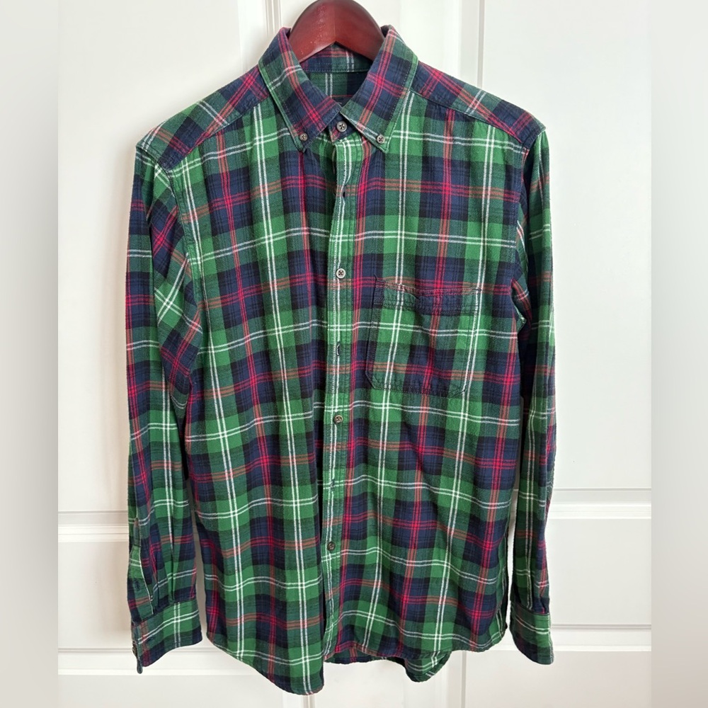 Faded Glory Men's Green and Red Plaid Shirt